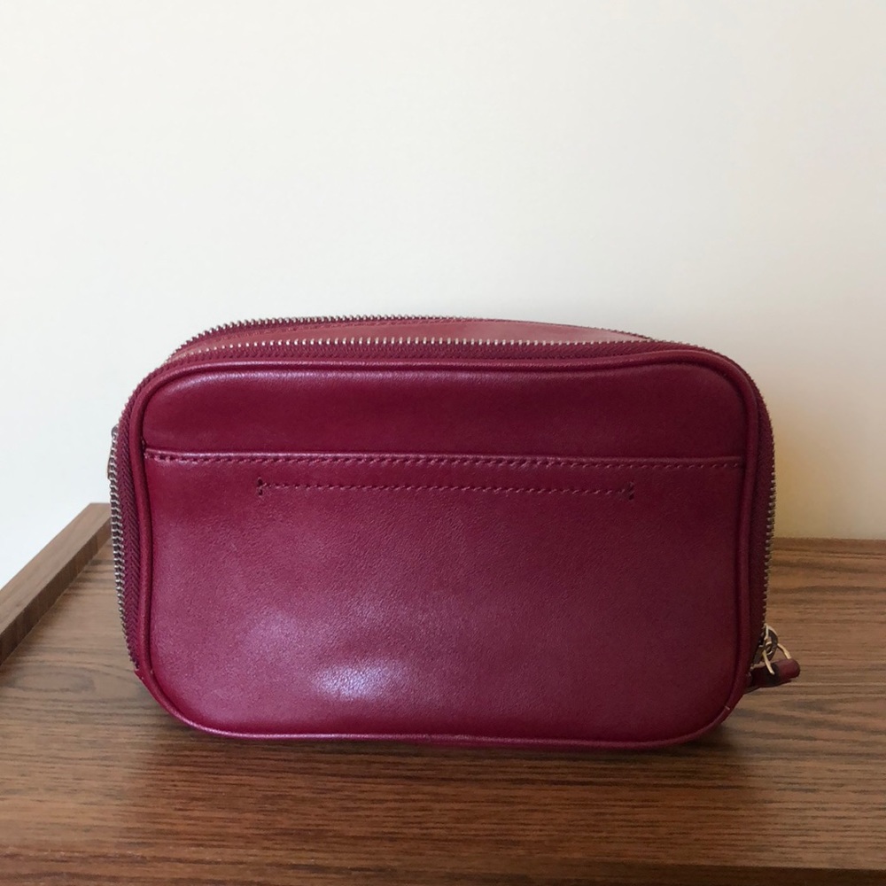 Red leather crossbody and clutch purse